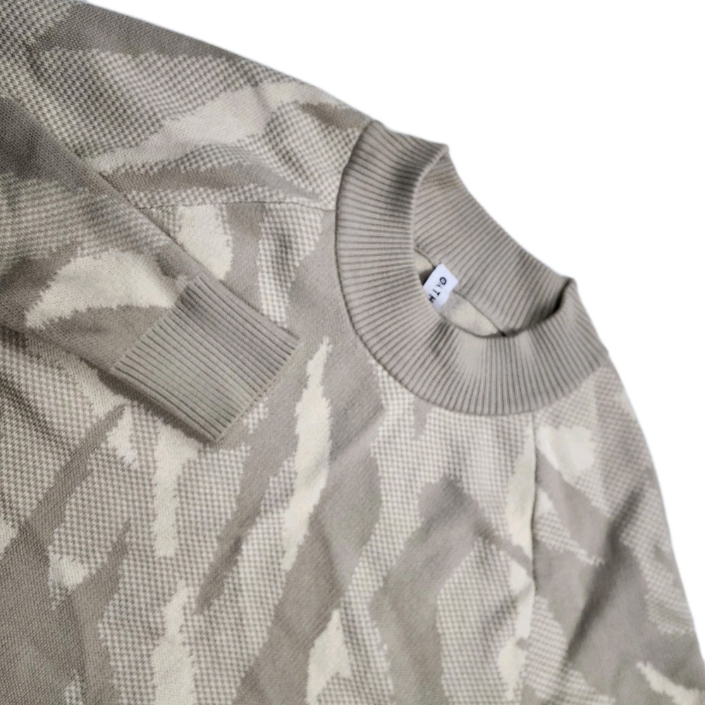 Athleta Women's Sweater S Merino Wool Blend Jacquard Pattern Beige Taupe Knit